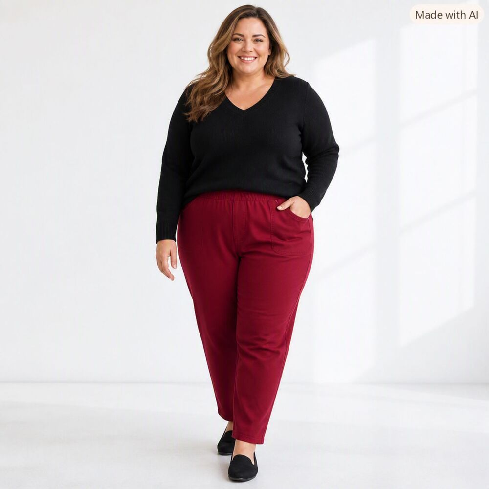 Catherines Wine-Colored Pull-On Pants | Size 14/16WP | NWT